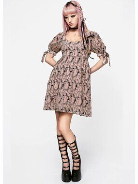 DISTURBIA Rosethorn flocked chiffon babydoll mini dress